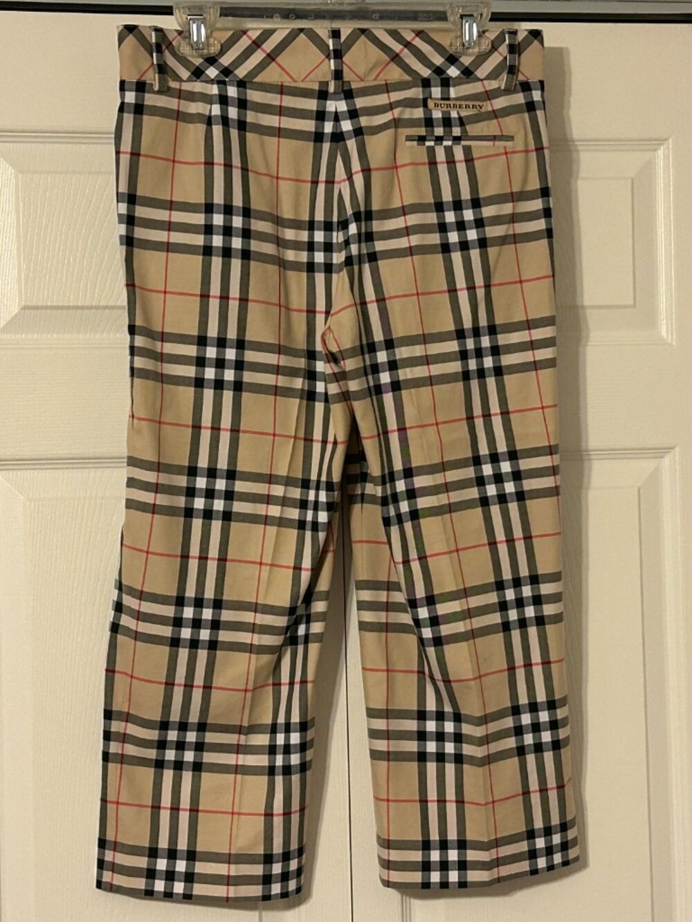 Womens BURBERRY Golf Sz 8 Nova Check Plaid Pattern Cropped Pants - Picture 4 of 7